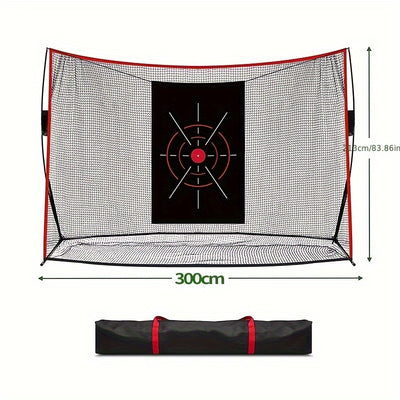 Golf Practice Hitting Cage Net with Target Cloth – Portable, Durable, Indoor & Outdoor, 300×213cm