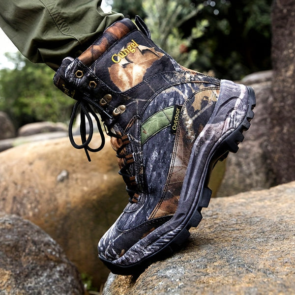 Camouflage Outdoor Hiking Boots – Anti-Slip Tactical Hunting & Trekking Shoes