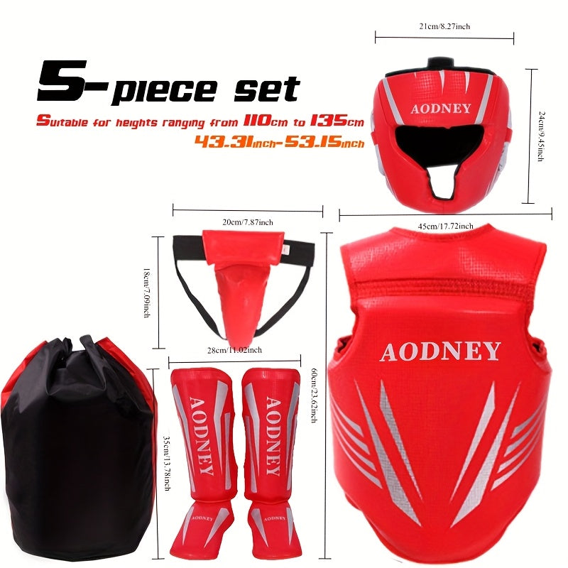 5-Piece Sanda & Boxing Protective Gear Set – Thick PU Training Protection