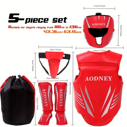 5-Piece Sanda & Boxing Protective Gear Set – Thick PU Training Protection