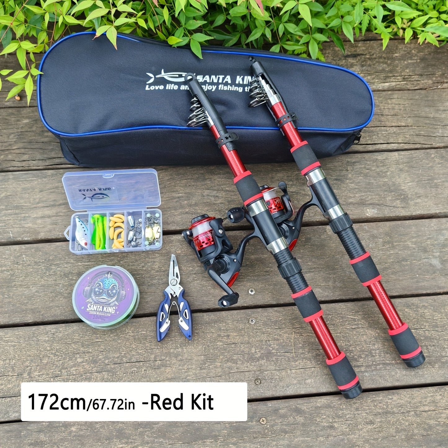 2-Piece Telescopic Fishing Rod & Reel Combo Set with 100m Line and Gear Bag