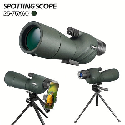 25–75x60 HD Spotting Scope with Tripod & Phone Mount – Long Range Birdwatching & Target Viewing