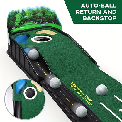 3D Golf Putting Mat – 8ft Indoor Practice with Ball Return