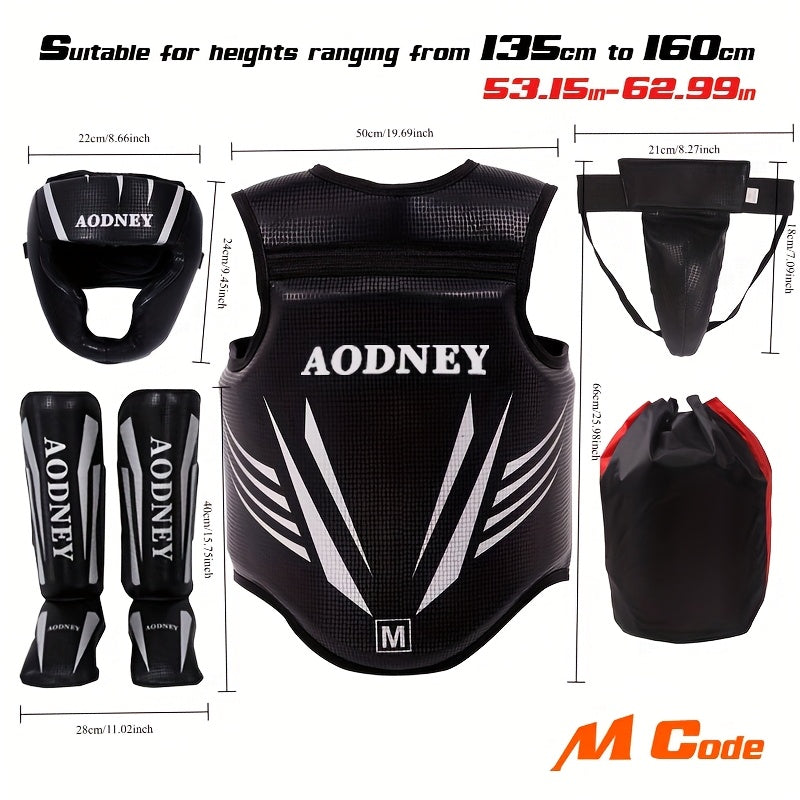 5-Piece Sanda & Boxing Protective Gear Set – Thick PU Training Protection