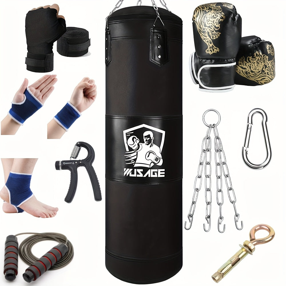 4-Foot Empty Punching Bag Set with Boxing Gloves – Muay Thai & MMA Training