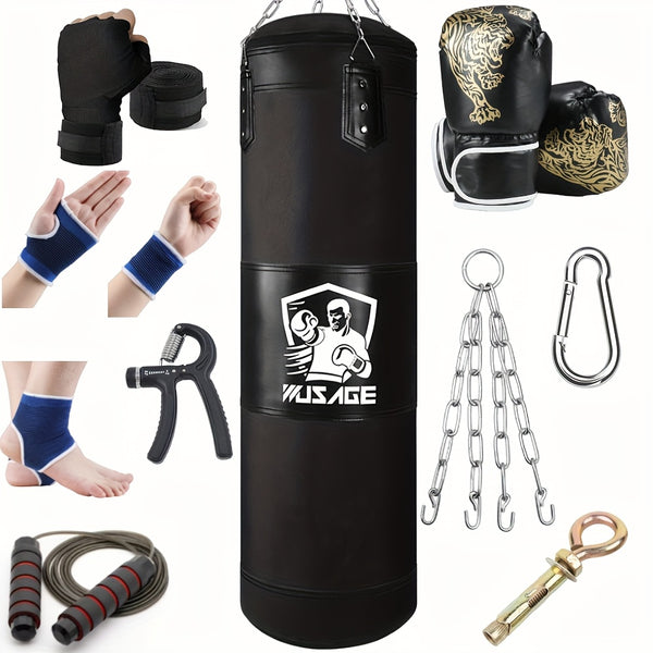 4-Foot Empty Punching Bag Set with Boxing Gloves – Muay Thai & MMA Training