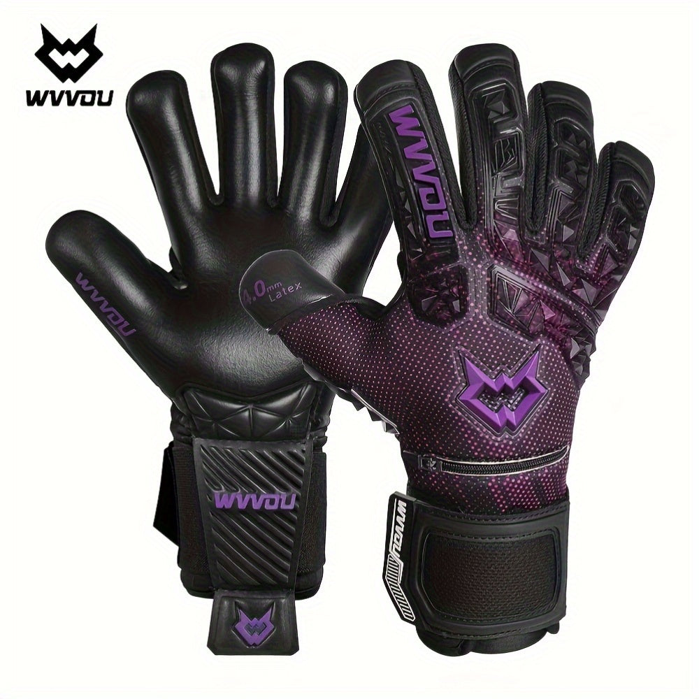 Adult Football Goalkeeper Gloves with Finger Protection and Sticky Latex Grip