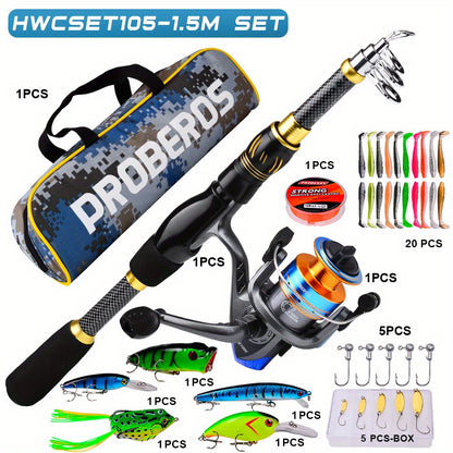 Offshore Fishing Rod & Reel Combo Kit – Spinning Reel, Telescopic Rod, Lures & Accessories