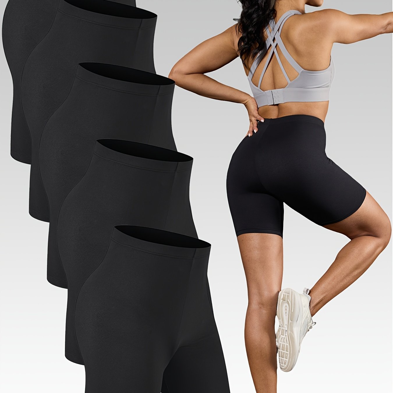 Women's 5-Pack High-Stretch Biker Shorts – Comfortable Workout &amp; Everyday Wear