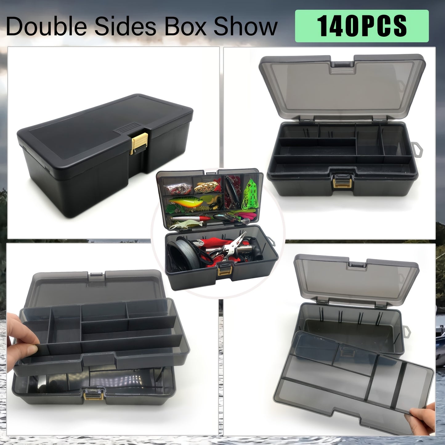 140/369-Piece Fishing Kit with Lures, Hooks, Tools & Storage Box – Saltwater & Freshwater Ready