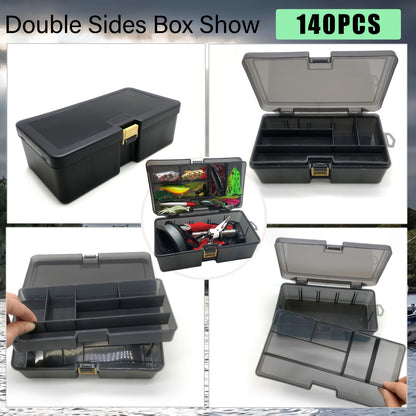 140/369-Piece Fishing Kit with Lures, Hooks, Tools & Storage Box – Saltwater & Freshwater Ready