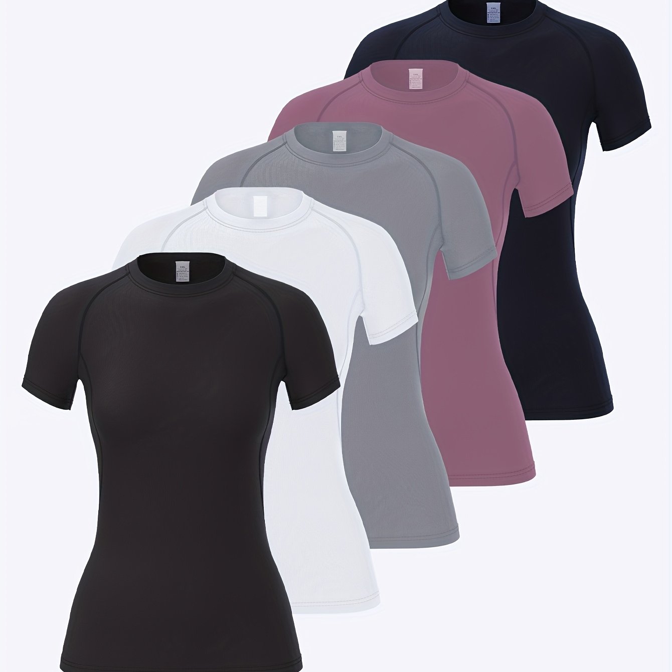 5-Pack Women's Compression Athletic T-Shirts – Breathable &amp; Quick-Dry