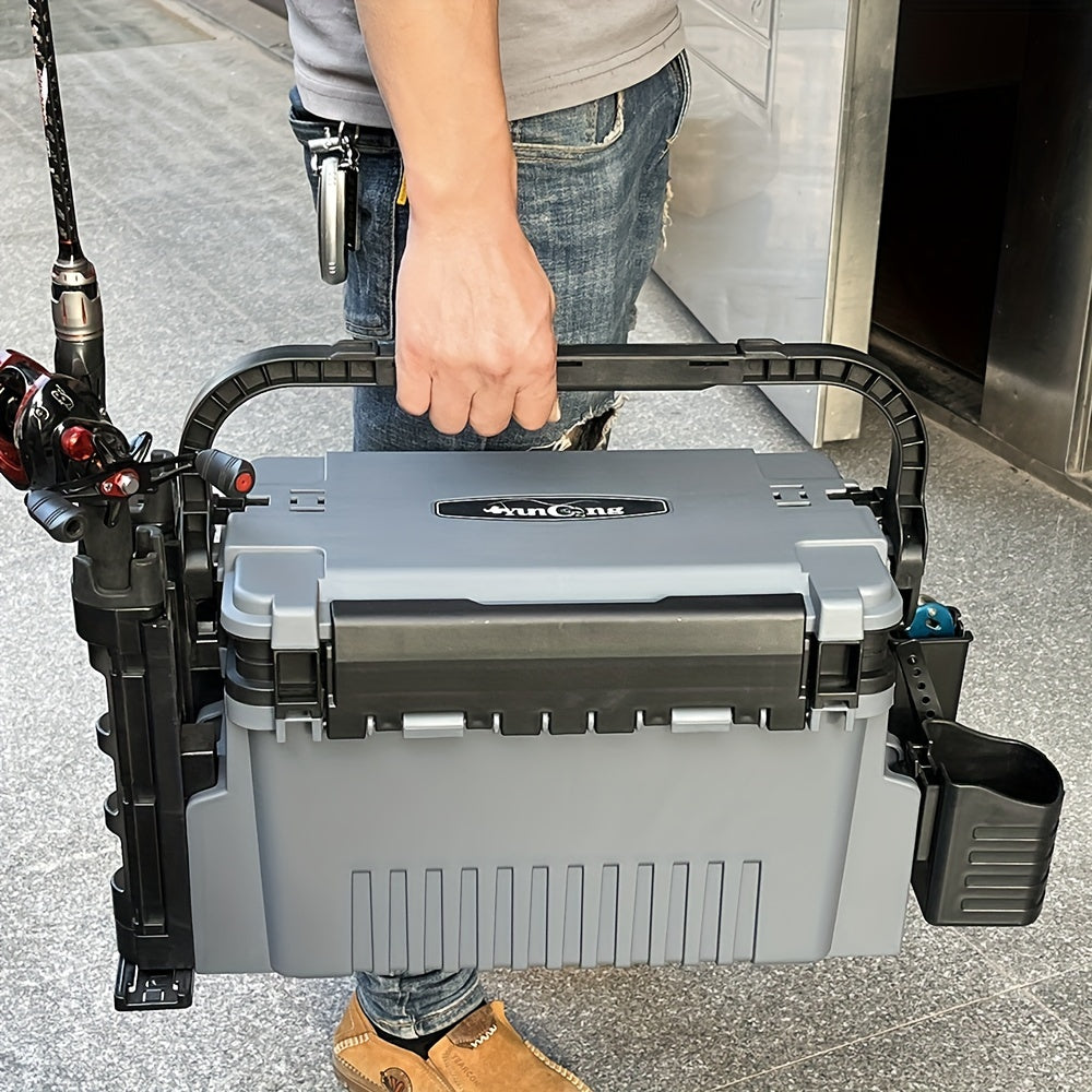 Deluxe Double-Layer Fishing Tackle Box – Waterproof, Sturdy ABS, Secure Lock Closure, Black