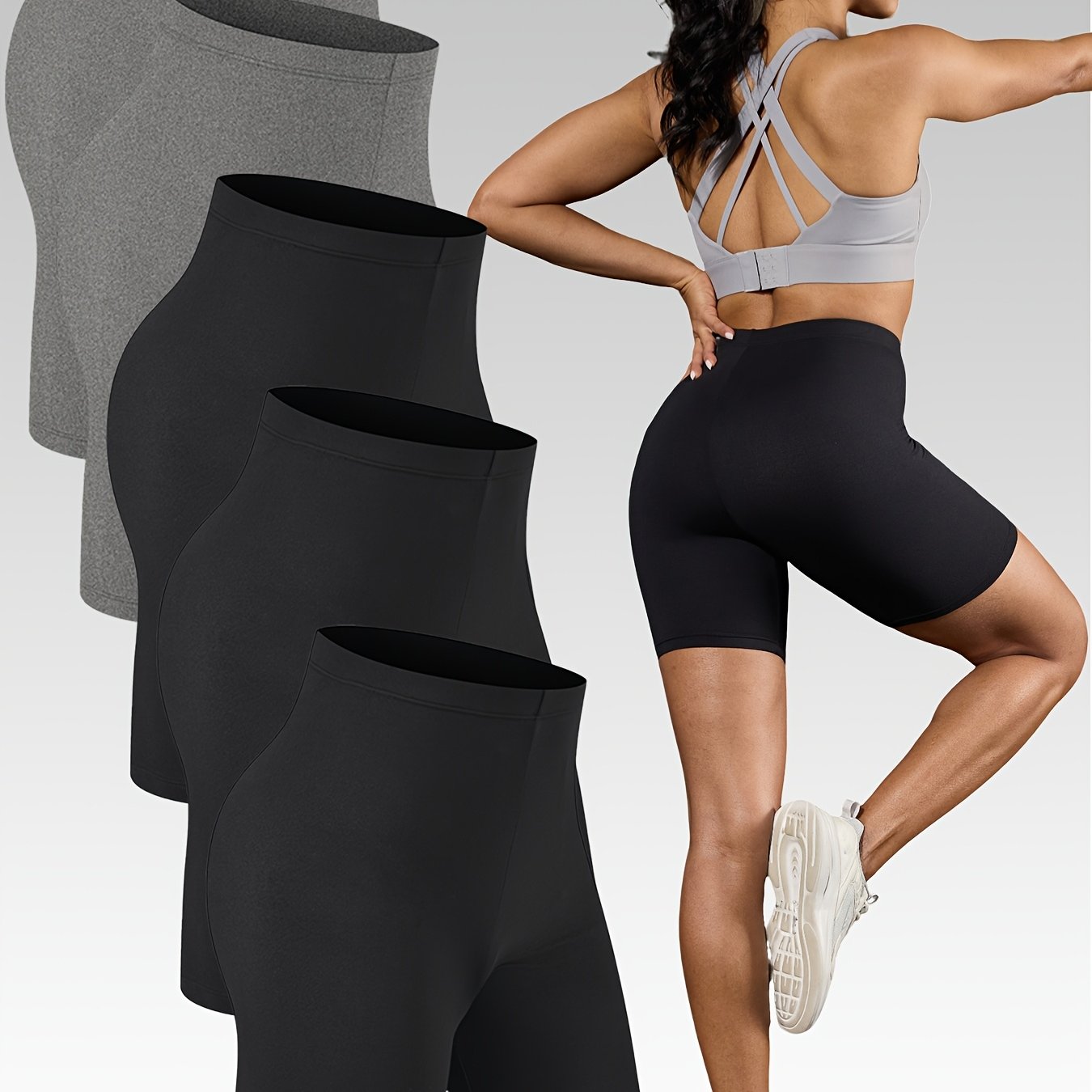 Women's 5-Pack High-Stretch Biker Shorts – Comfortable Workout &amp; Everyday Wear