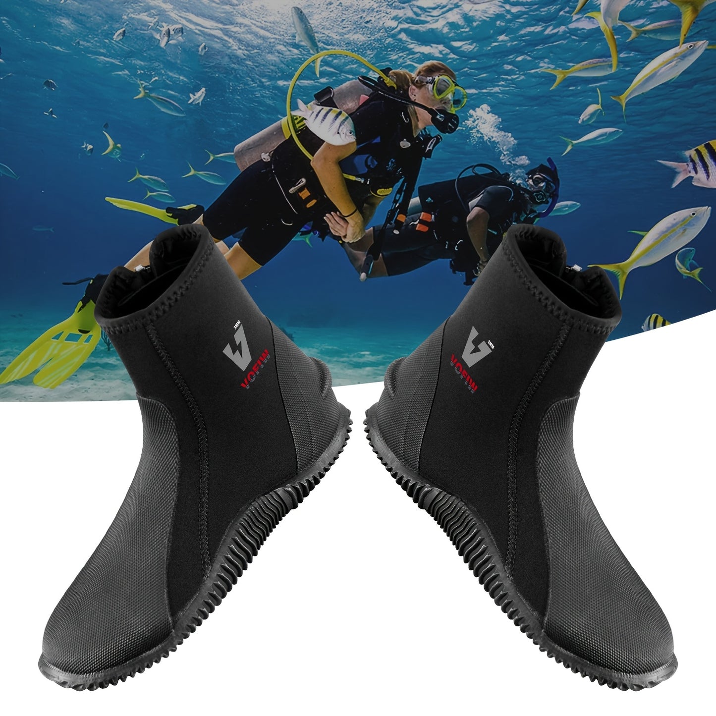3mm Neoprene High-Top Diving Shoes – Side Zipper & Non-Slip Rubber Sole – Unisex