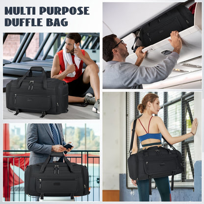 40L Sports &amp; Travel Duffel Bag with Shoe Compartment – Black