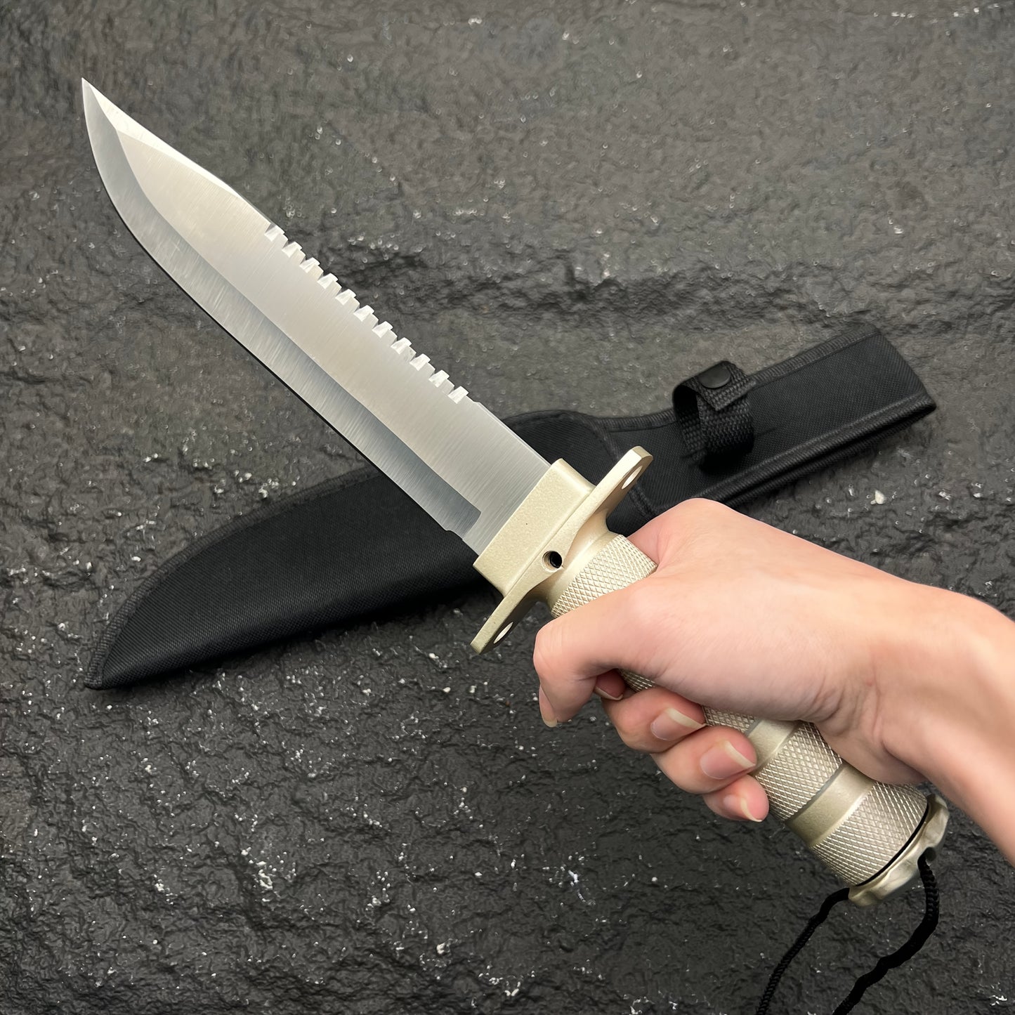 Premium Multi‑Use Outdoor Survival Knife with Compass & Matches – Fixed Blade Camping Knife