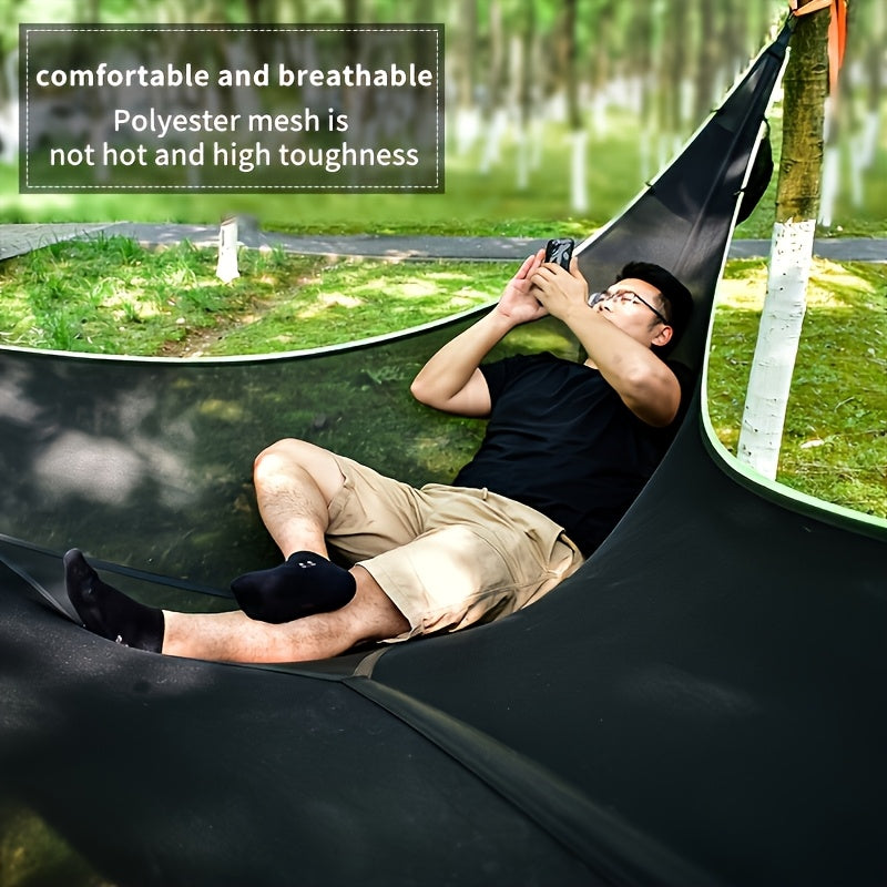 Multi-Person Triangular Hammock with Mesh Storage Bags