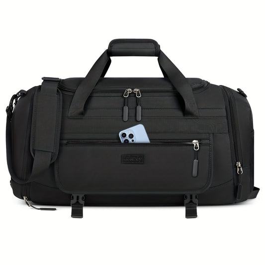 40L Sports &amp; Travel Duffel Bag with Shoe Compartment – Black