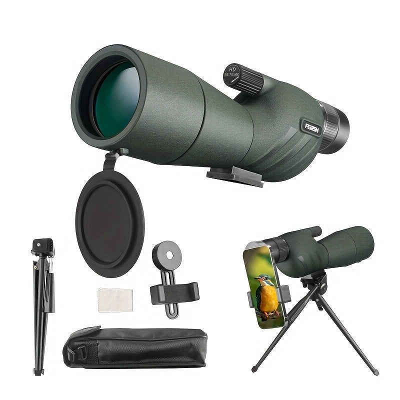 25–75x60 HD Spotting Scope with Tripod & Phone Mount – Long Range Birdwatching & Target Viewing