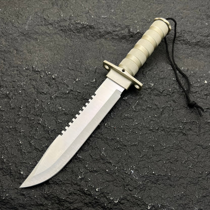 Premium Multi‑Use Outdoor Survival Knife with Compass & Matches – Fixed Blade Camping Knife