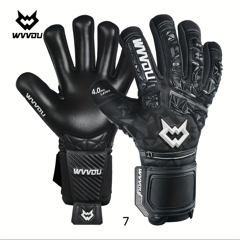 Adult Football Goalkeeper Gloves with Finger Protection and Sticky Latex Grip