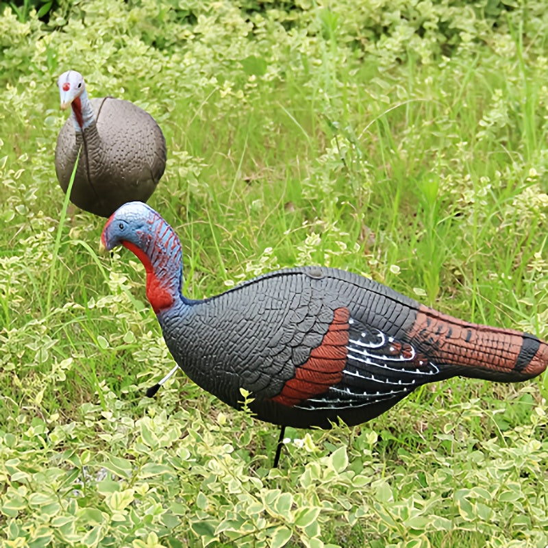 2PCS Realistic Turkey Decoys – Outdoor Hunting Decoy Set for Garden & Field Use
