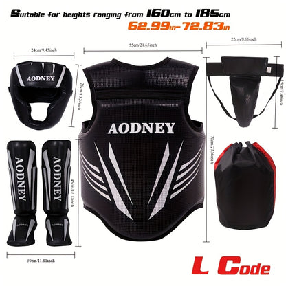 5-Piece Sanda & Boxing Protective Gear Set – Thick PU Training Protection