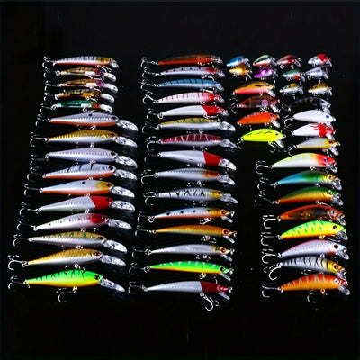 56-Piece Premium Minnow Fishing Lures Kit – Hard Bait Crank Set for Freshwater & Saltwater