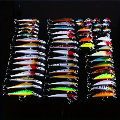 56-Piece Premium Minnow Fishing Lures Kit – Hard Bait Crank Set for Freshwater & Saltwater