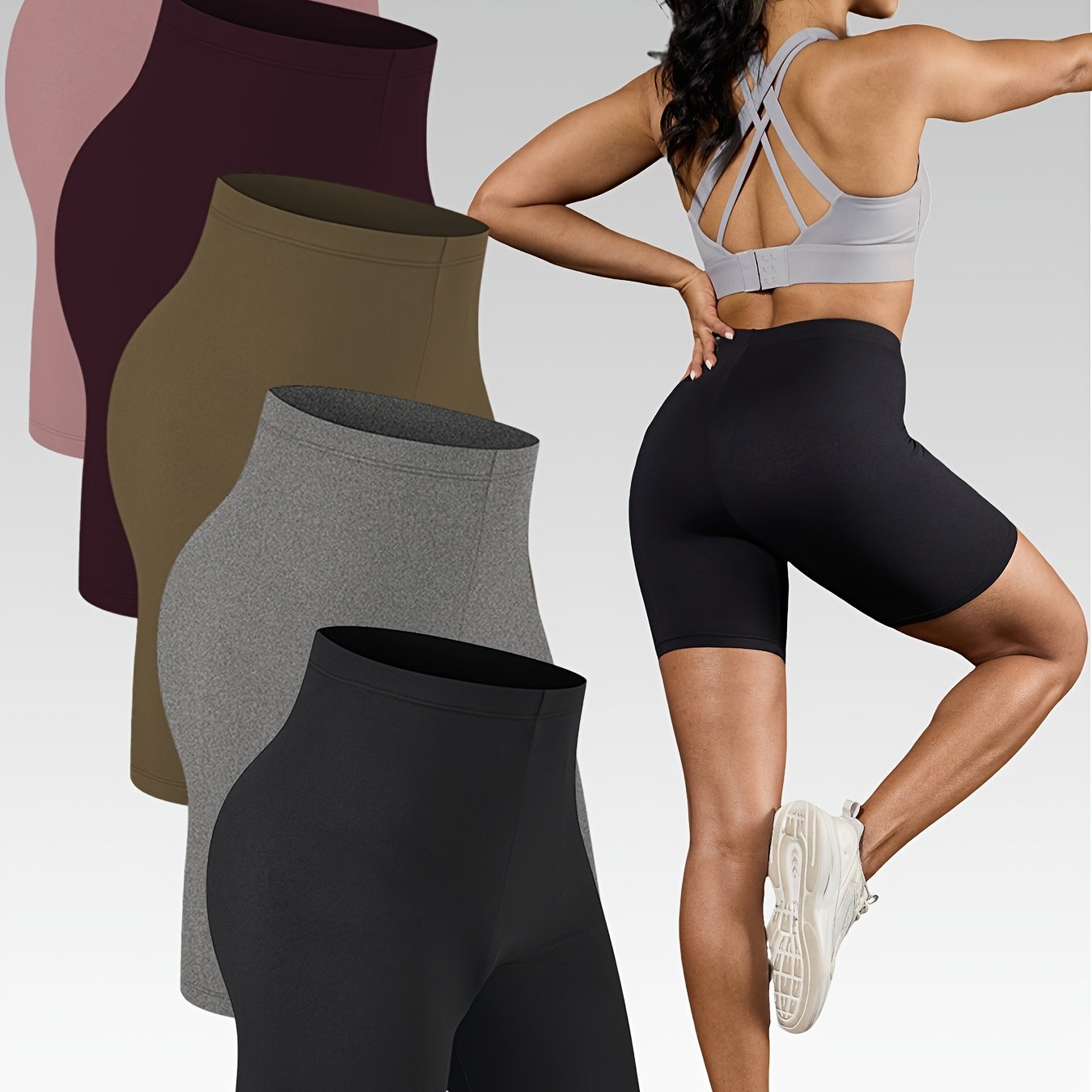 Women's 5-Pack High-Stretch Biker Shorts – Comfortable Workout &amp; Everyday Wear