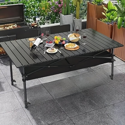 Portable Folding Outdoor Table with Mesh Pocket &amp; Storage Bag