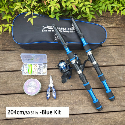 2-Piece Telescopic Fishing Rod & Reel Combo Set with 100m Line and Gear Bag