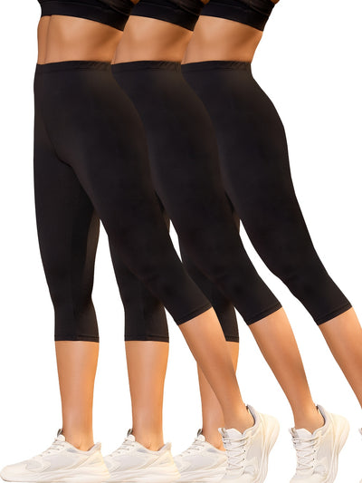 3-Pack Women's High-Stretch Capri Leggings