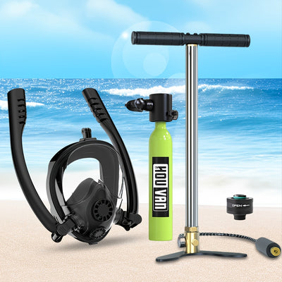 0.5L Portable Diving Tank & Full-Face Snorkel Mask Set – Underwater Breathing for 5-10 Minutes – Black