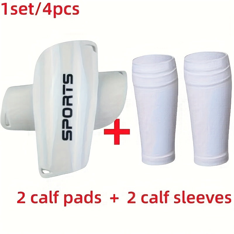 4-Piece Soccer Shin Guard Set with Compression Sleeves and Leg Straps