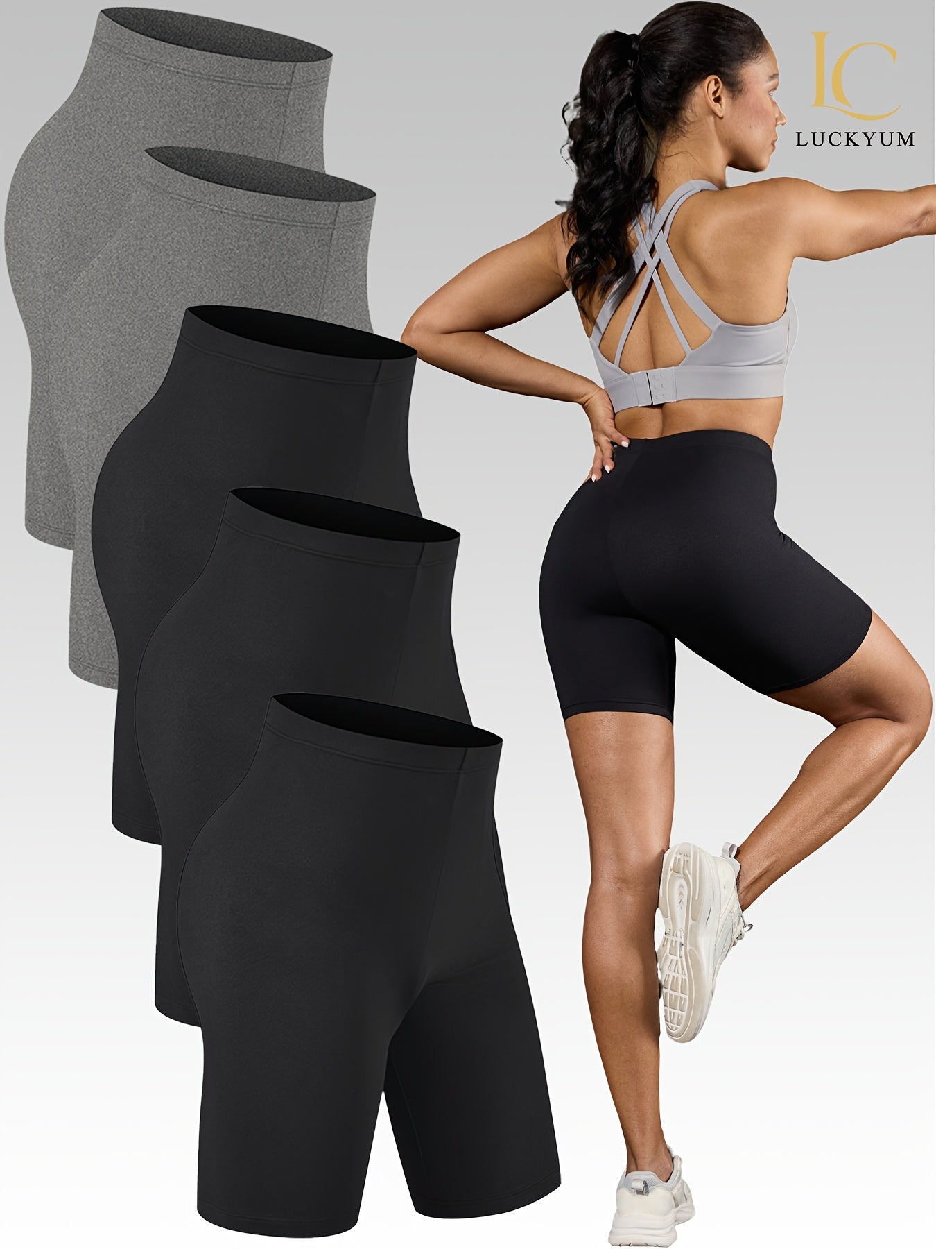 Women's 5-Pack High-Stretch Biker Shorts – Comfortable Workout &amp; Everyday Wear