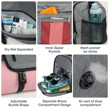 Lightweight 55L Sports &amp; Travel Duffel Bag with Shoe Compartment