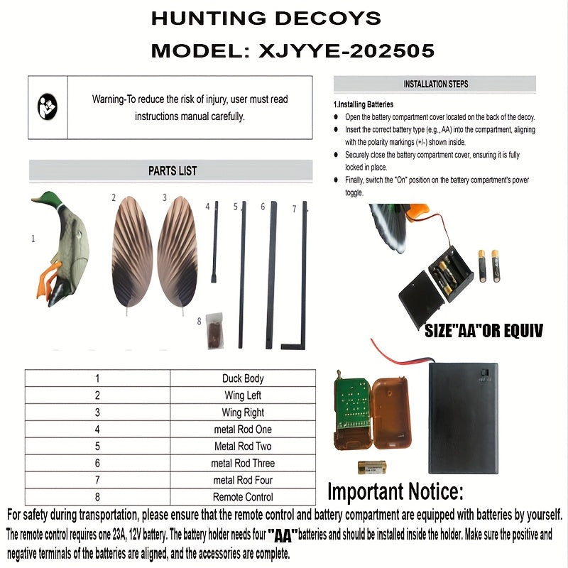 Remote‑Controlled Electric Duck Decoy – Realistic Motorized Waterfowl Decoy for Hunting