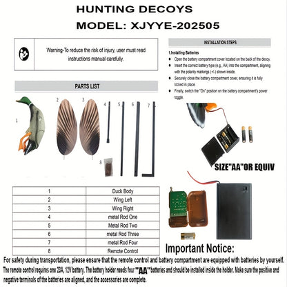 Remote‑Controlled Electric Duck Decoy – Realistic Motorized Waterfowl Decoy for Hunting